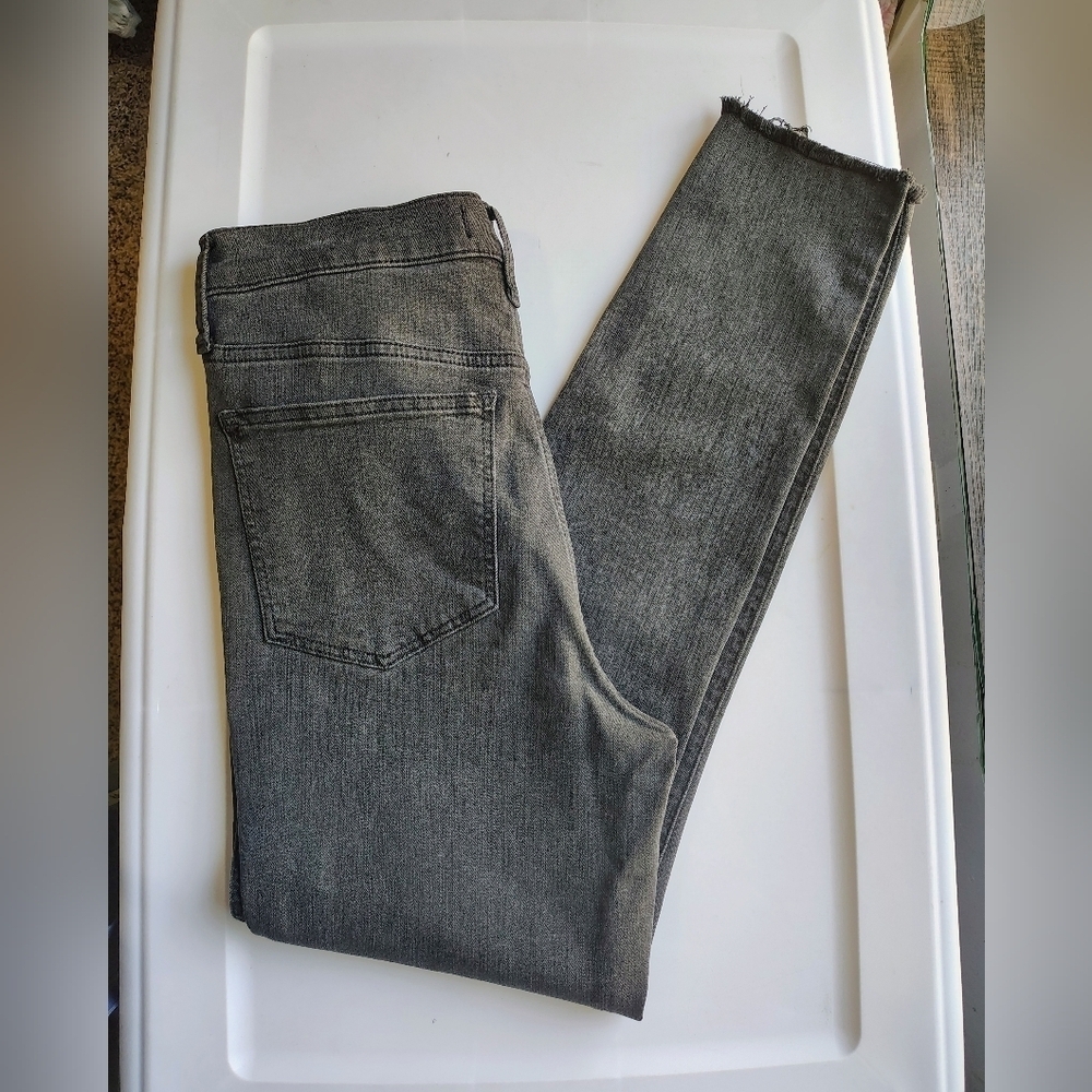 Madewell 10" high rise skinny jeans exposed button fly frayed Hem grey sz 27. - Picture 4 of 17